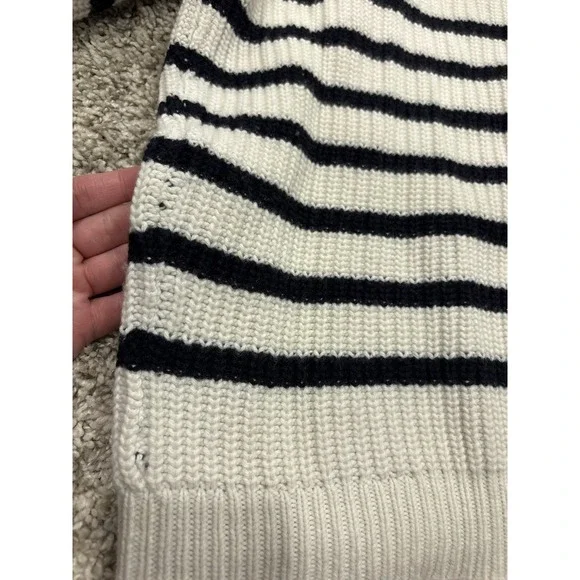 Sezane Ivory and Black Striped Button Henley Sweater - Picture 16 of 16